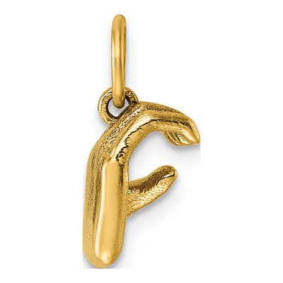 14K Yellow Gold ASL Fingerspelling Letter C Pendant – view 3