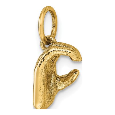 14K Yellow Gold ASL Fingerspelling Letter C Pendant – view 5