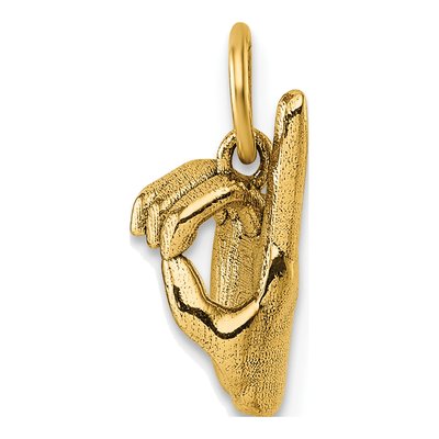 14K Yellow Gold ASL Fingerspelling Letter D Pendant – view 3