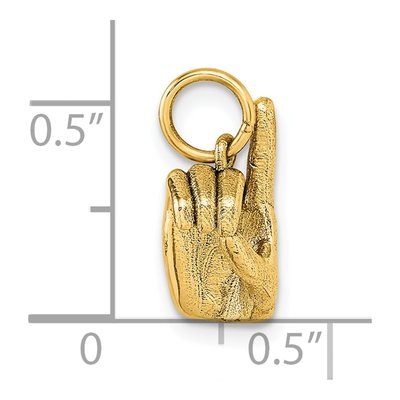 14K Yellow Gold ASL Fingerspelling Letter D Pendant – view 6