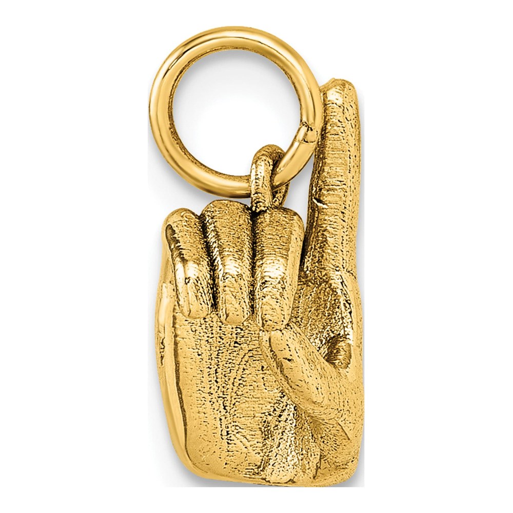 14K Yellow Gold American Sign Language Alphabet Fingerspelling Sign D Pendant
