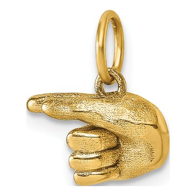 14K Yellow Gold ASL Sign Language Letter G Pendant – view 5