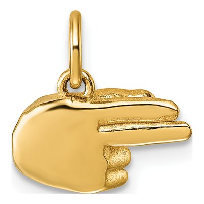 14K Yellow Gold ASL Fingerspelling Letter H Pendant – view 4