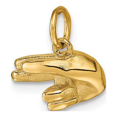 14K Yellow Gold ASL Fingerspelling Letter H Pendant – view 5