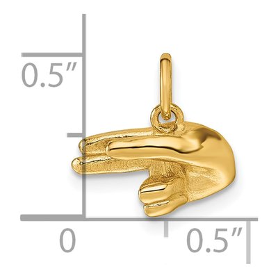 14K Yellow Gold ASL Fingerspelling Letter H Pendant – view 6