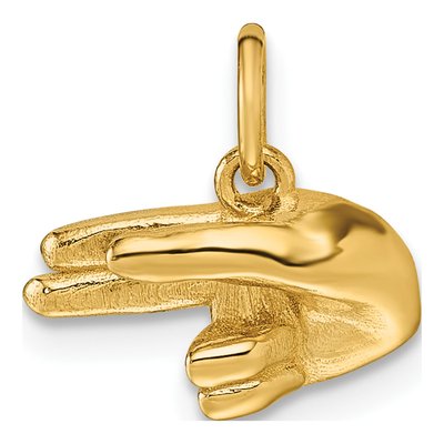 14K Yellow Gold ASL Fingerspelling Letter H Pendant