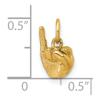 14K Yellow Gold ASL Letter I Sign Pendant – view 6