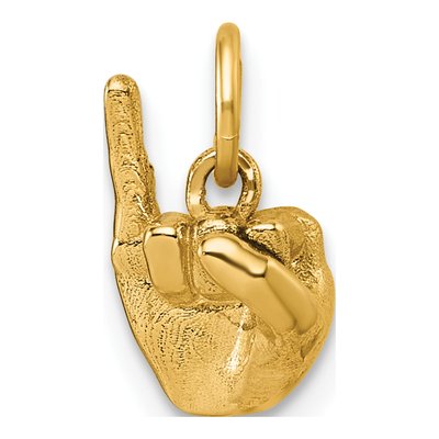 14K Yellow Gold ASL Letter I Sign Pendant