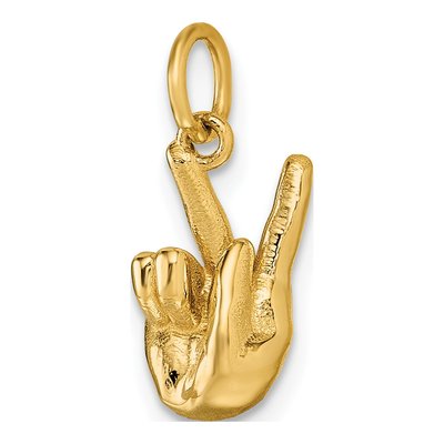 14K Yellow Gold ASL Sign Letter K Pendant – view 5