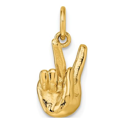 14K Yellow Gold ASL Sign Letter K Pendant