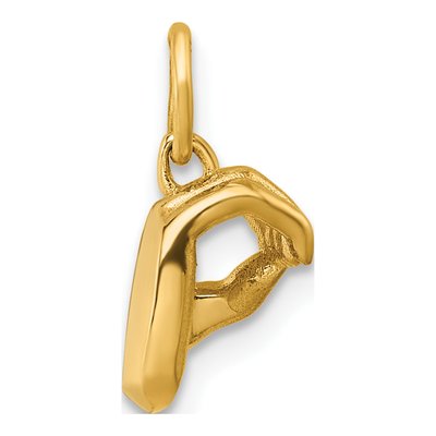 14K Yellow Gold ASL Sign Language Letter O Pendant – view 3
