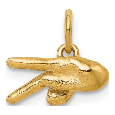 14K Yellow Gold ASL Sign Language Letter P Pendant