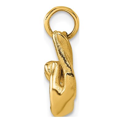 14K Yellow Gold ASL Fingerspelling Letter R Pendant – view 3