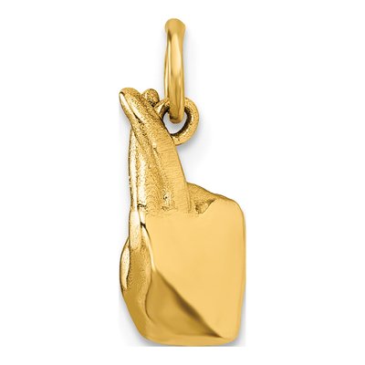 14K Yellow Gold ASL Fingerspelling Letter R Pendant – view 4