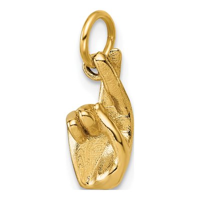 14K Yellow Gold ASL Fingerspelling Letter R Pendant – view 5