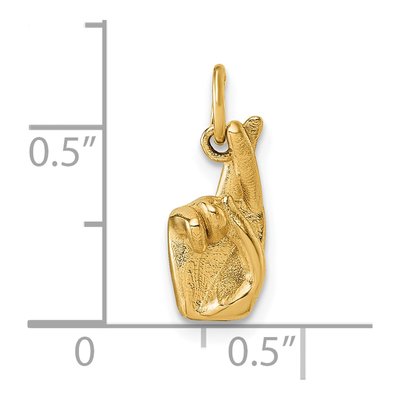 14K Yellow Gold ASL Fingerspelling Letter R Pendant – view 6