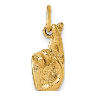 14K Yellow Gold ASL Fingerspelling Letter R Pendant
