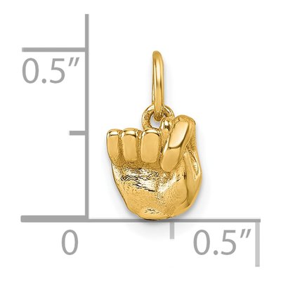 14K Yellow Gold ASL Fingerspelling Letter T Pendant – view 6