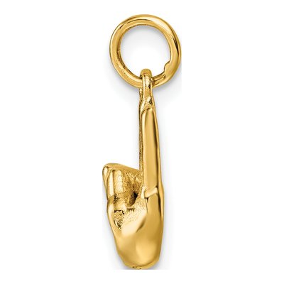 14K Yellow Gold ASL Sign Language Letter U Pendant – view 3