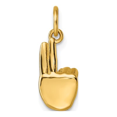 14K Yellow Gold ASL Sign Language Letter U Pendant – view 4