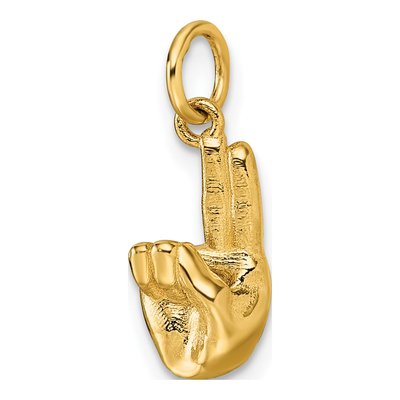 14K Yellow Gold ASL Sign Language Letter U Pendant – view 5