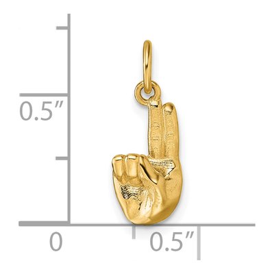 14K Yellow Gold ASL Sign Language Letter U Pendant – view 6