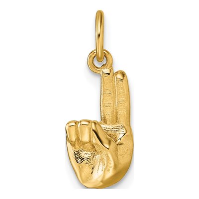 14K Yellow Gold ASL Sign Language Letter U Pendant