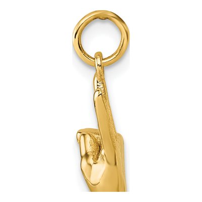14K Yellow Gold American Sign Language Alphabet Fingerspelling Initial V Pendant – view 3