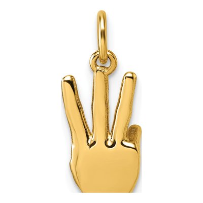 14K Yellow Gold ASL Sign Letter W Pendant – view 4