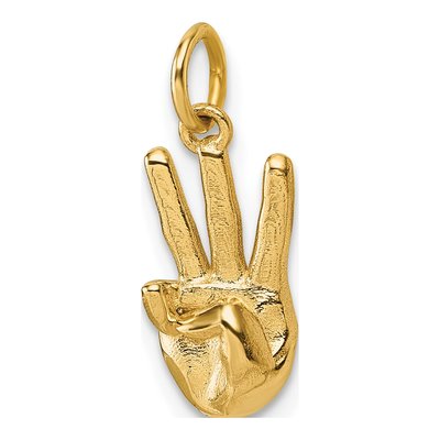 14K Yellow Gold ASL Sign Letter W Pendant – view 5