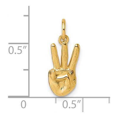 14K Yellow Gold ASL Sign Letter W Pendant – view 6