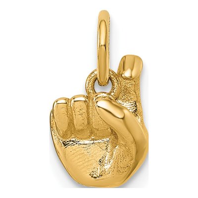 14K Yellow Gold ASL Fingerspelling Letter X Pendant