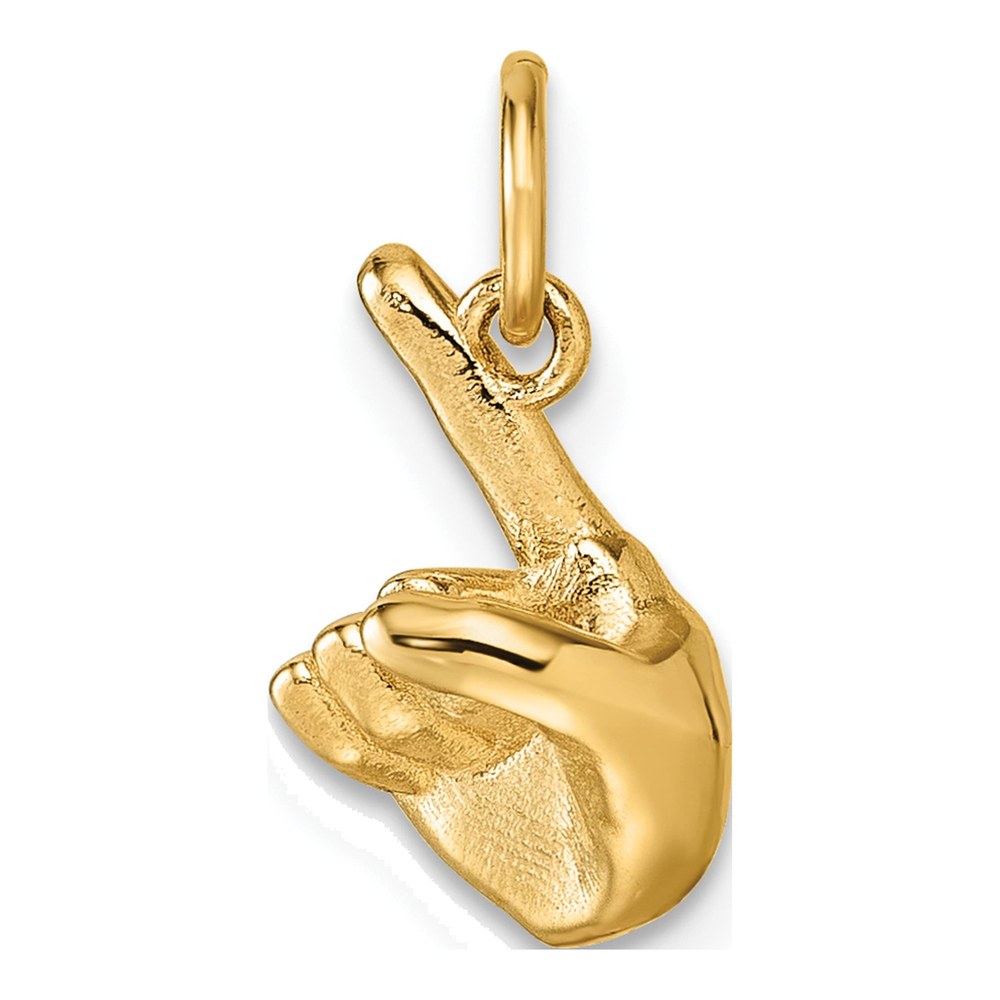 14K Yellow Gold American Sign Language Alphabet Fingerspelling Sign Z Pendant