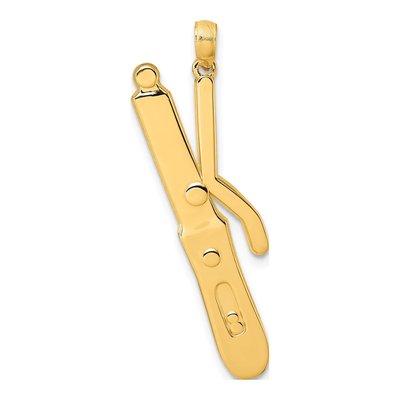 14K Yellow Gold Curling Wand Pendant