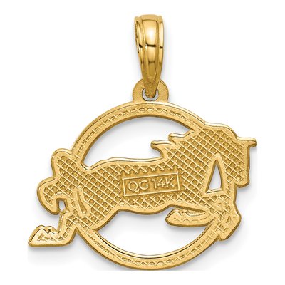 14K Yellow Gold Mustang Circle Pendant – view 3
