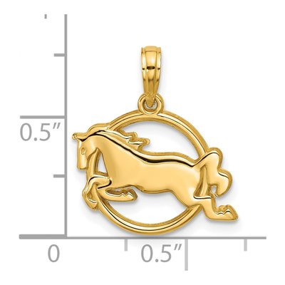 14K Yellow Gold Mustang Circle Pendant – view 4