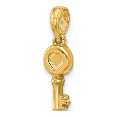 14K Yellow Gold Heart Key Pendant – view 4