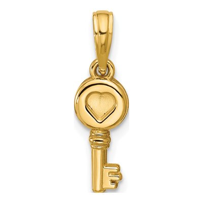 14K Yellow Gold Heart Key Pendant