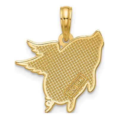 14K Yellow Gold Flying Pig Pendant – view 3