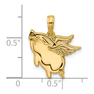 14K Yellow Gold Flying Pig Pendant – view 4