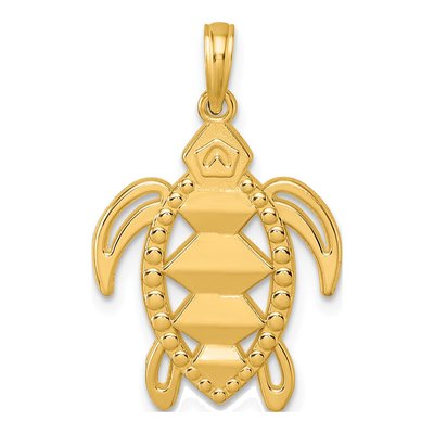 14K Yellow Gold Turtle Pendant