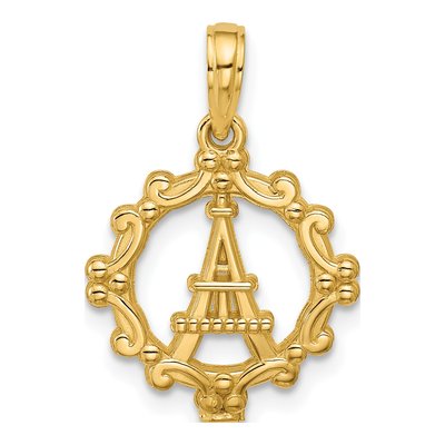 14K Yellow Gold Eiffel Tower Pendant