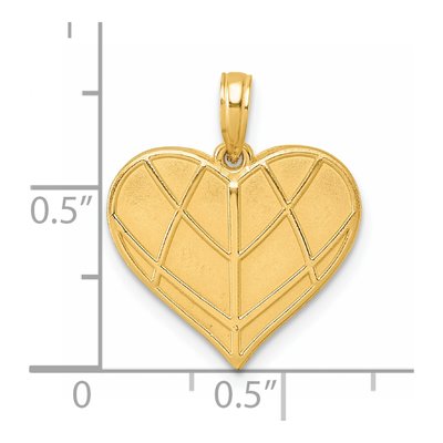 14K Yellow Gold Grooved Heart Pendant – view 5