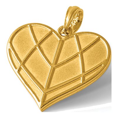 14K Yellow Gold Grooved Heart Pendant – view 6