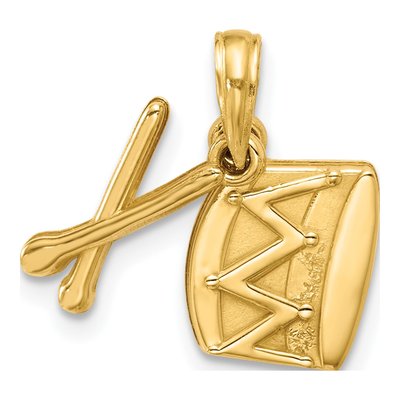 14K Yellow Gold Drumsticks Drum Pendant – view 5