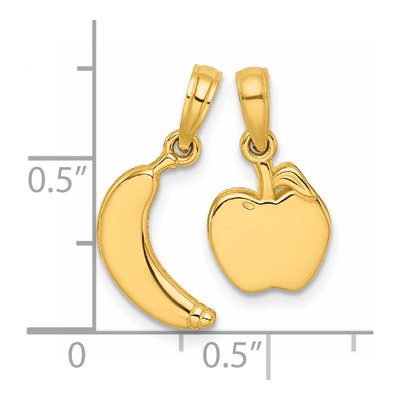 14K Yellow Gold Banana Apple Set Pendant – view 3