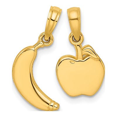 14K Yellow Gold Banana Apple Set Pendant