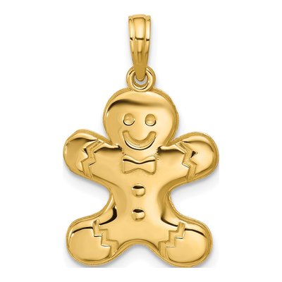 14K Yellow Gold Gingerbread Man Pendant