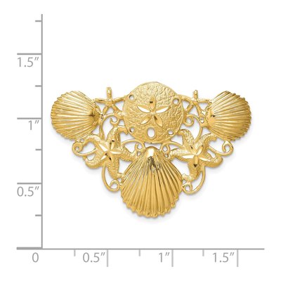 14K Yellow Gold Diamond-Cut Sea Life Omega Slide Pendant – view 3