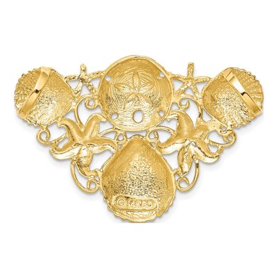 14K Yellow Gold Diamond-Cut Sea Life Omega Slide Pendant – view 4